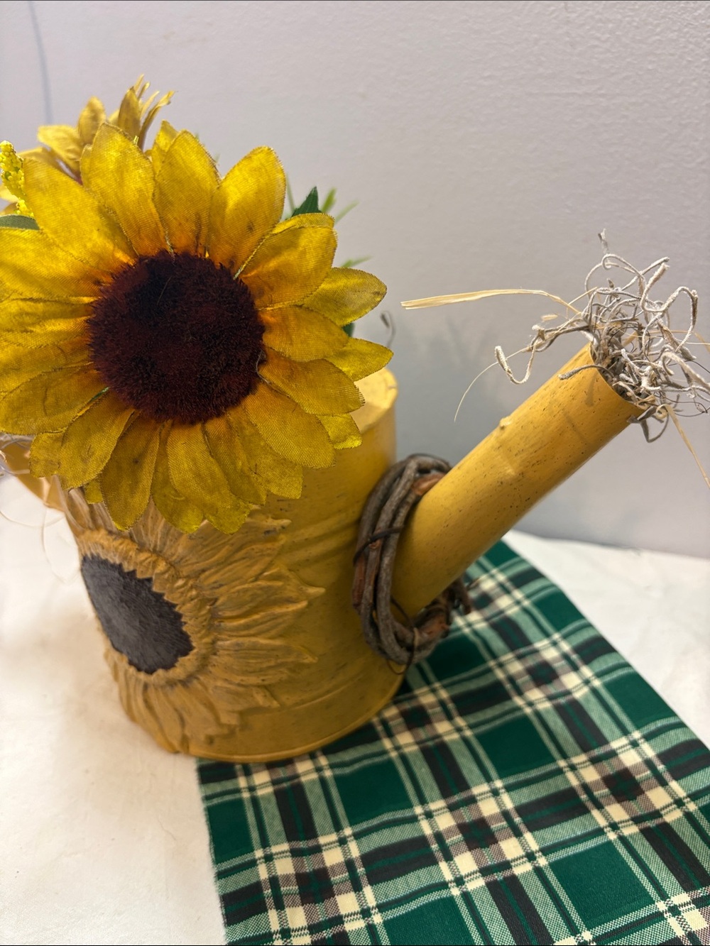 Yellow Sunflower Watering Can Floral Accents - Picture 3 of 5